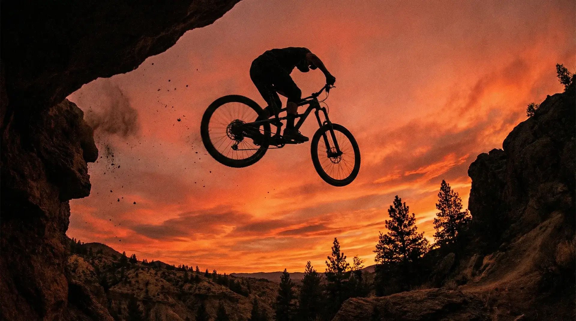 山地车悬崖飞跃 - 打飞机 高清实拍